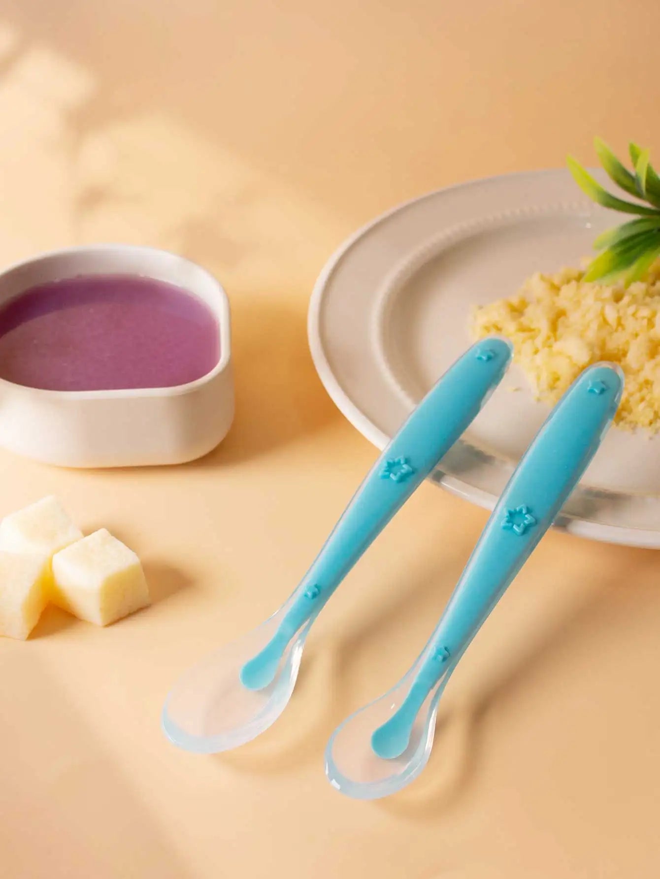 9 Colors Baby Silicone Spoon Learning Spoon Star Pattern Large Small Spoon Set Soft Silicone Feeding Spoon Training Baby Reborn - Thrive & Baby