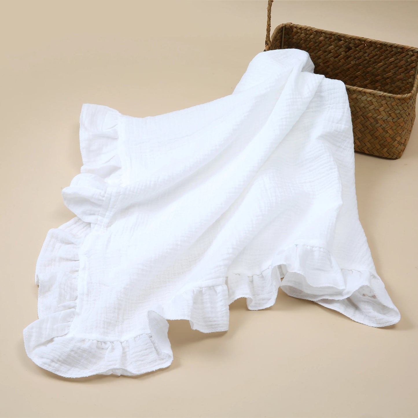 Organic Cotton Baby Blankets Newborn Muslin Swaddle Baby Wrap Gauze Ruffle Blanket Bedding Items Babies Accessories - Thrive & Baby