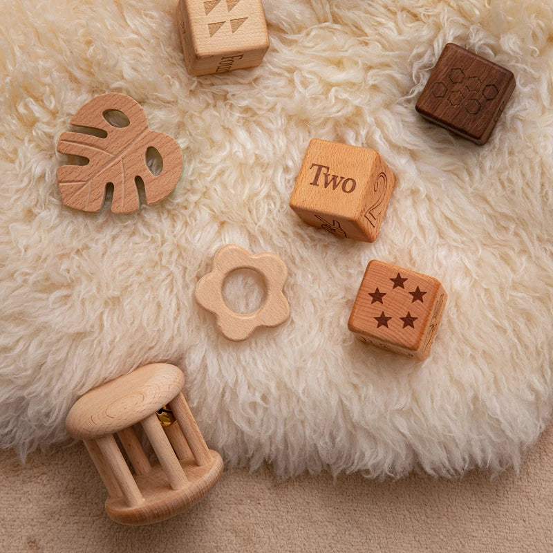 1 Set Baby Wooden Building Blocks Set Wooden Toys Natural Organic Wooden Environmental Protection Toys Wooden Building Blocks - Thrive & Baby