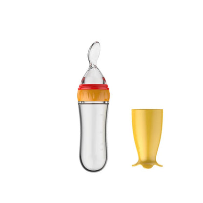 Safe Useful Silicone Baby Bottle With Spoon Food Supplement Rice Cereal Bottles Squeeze Spoon Milk Feeding Bottle Cup - Thrive & Baby