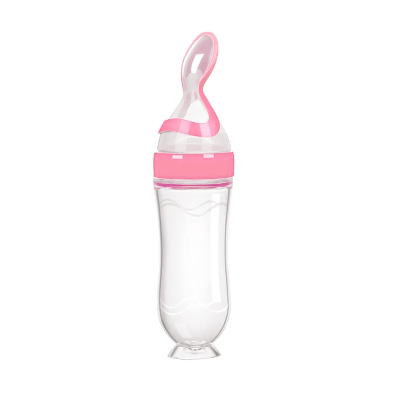 Safe Useful Silicone Baby Bottle With Spoon Food Supplement Rice Cereal Bottles Squeeze Spoon Milk Feeding Bottle Cup - Thrive & Baby