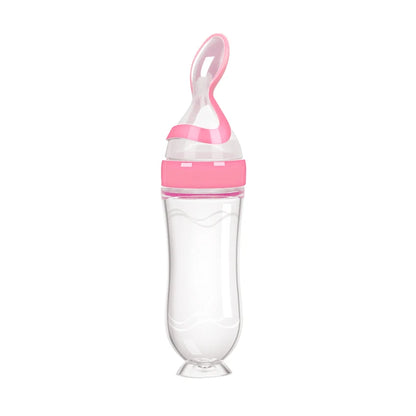 Safe Useful Silicone Baby Bottle With Spoon Food Supplement Rice Cereal Bottles Squeeze Spoon Milk Feeding Bottle Cup - Thrive & Baby