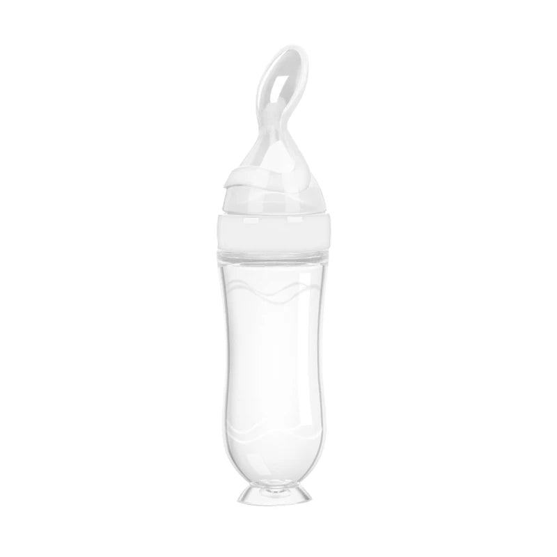 Safe Useful Silicone Baby Bottle With Spoon Food Supplement Rice Cereal Bottles Squeeze Spoon Milk Feeding Bottle Cup - Thrive & Baby