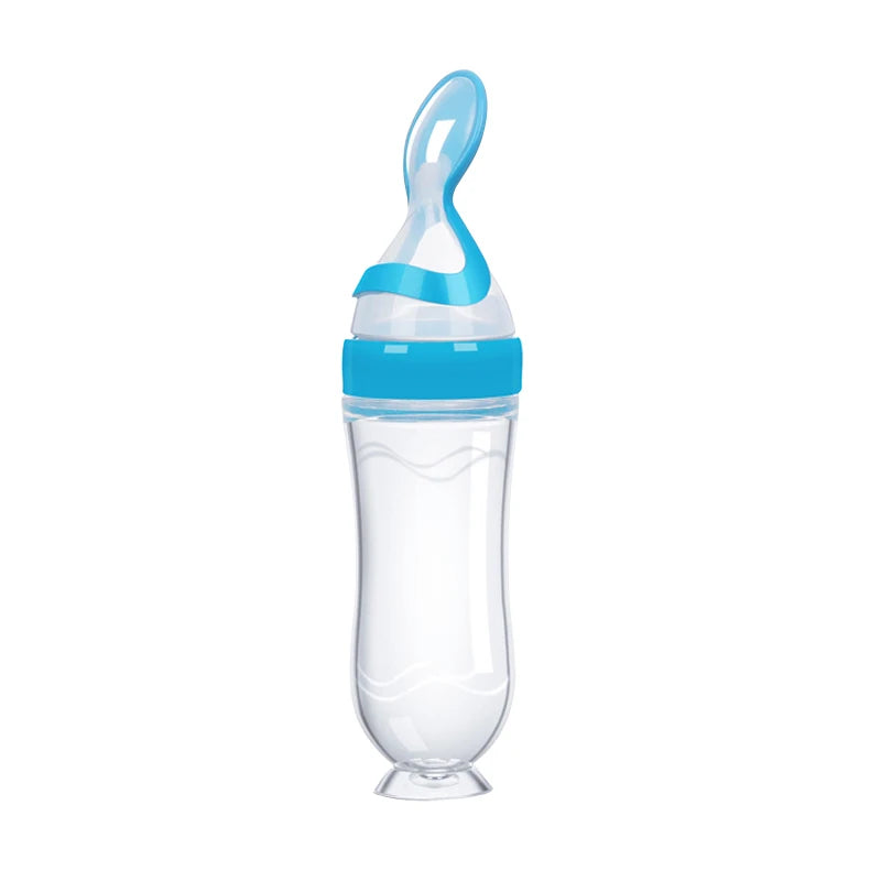 Safe Useful Silicone Baby Bottle With Spoon Food Supplement Rice Cereal Bottles Squeeze Spoon Milk Feeding Bottle Cup - Thrive & Baby