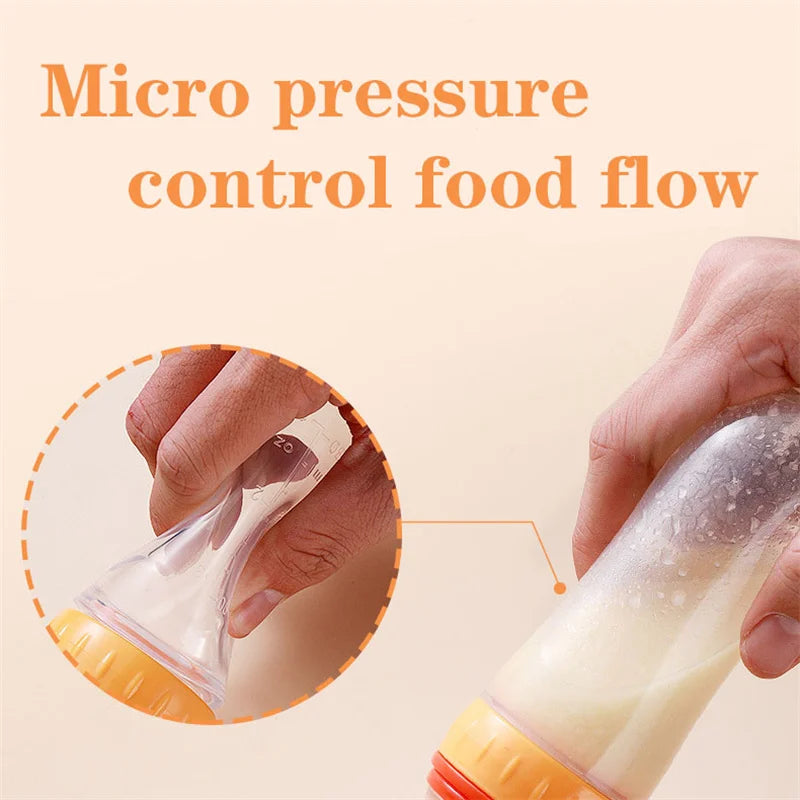 Safe Useful Silicone Baby Bottle With Spoon Food Supplement Rice Cereal Bottles Squeeze Spoon Milk Feeding Bottle Cup - Thrive & Baby