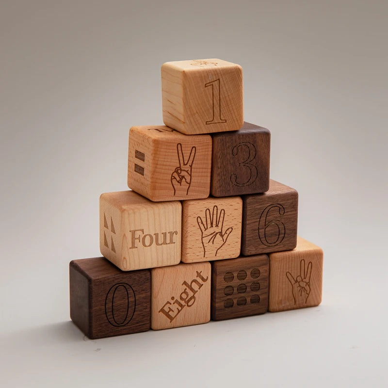 1 Set Baby Wooden Building Blocks Set Wooden Toys Natural Organic Wooden Environmental Protection Toys Wooden Building Blocks - Thrive & Baby