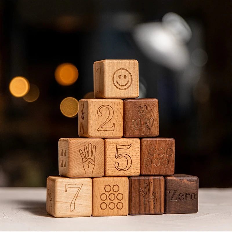 1 Set Baby Wooden Building Blocks Set Wooden Toys Natural Organic Wooden Environmental Protection Toys Wooden Building Blocks - Thrive & Baby