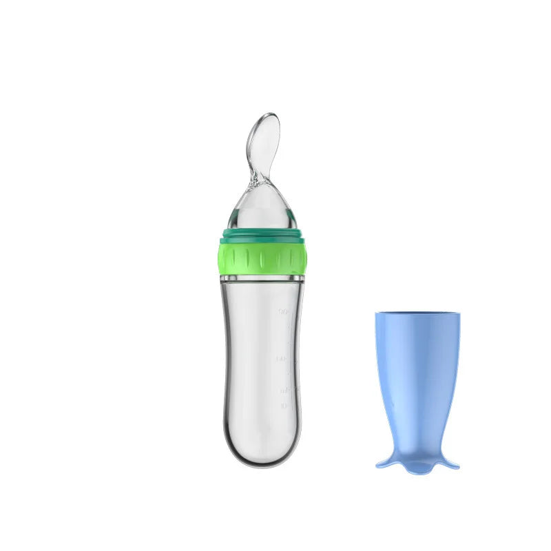 Safe Useful Silicone Baby Bottle With Spoon Food Supplement Rice Cereal Bottles Squeeze Spoon Milk Feeding Bottle Cup - Thrive & Baby