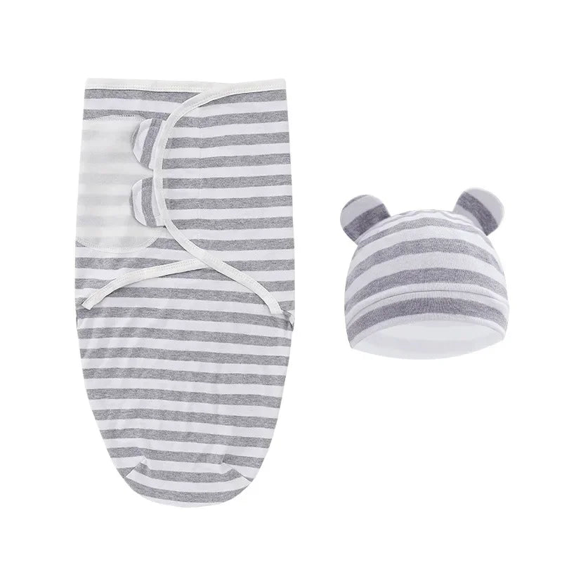 100% Organic Cotton Baby Swaddle Blanket Wrap Hat Set for Infant  Adjustable Newborn Swaddle Baby Swaddle for 0-3 Month - Thrive & Baby
