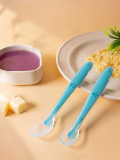 9 Colors Baby Silicone Spoon Learning Spoon Star Pattern Large Small Spoon Set Soft Silicone Feeding Spoon Training Baby Reborn - Thrive & Baby