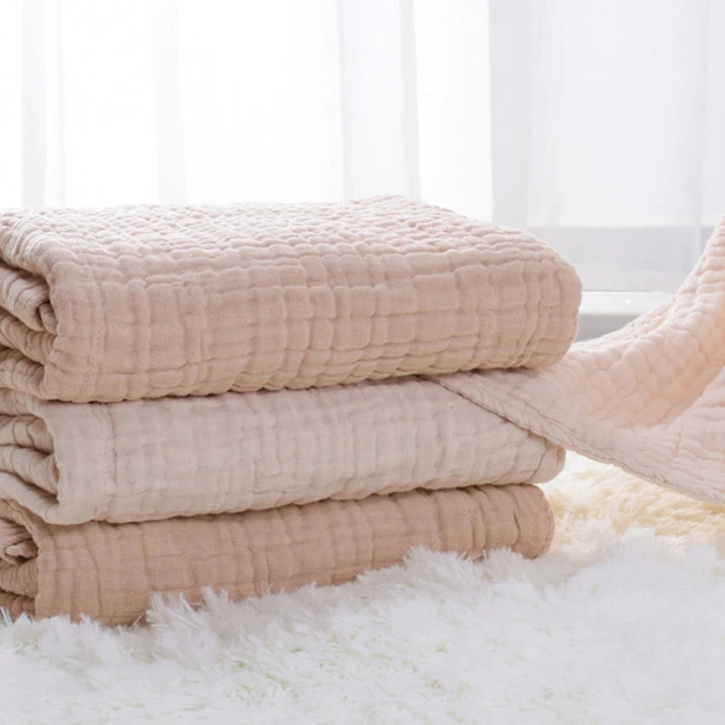 Organic Cotton Blanket Newborn Baby Stuff Muslin Swaddle Wrap  Bedding Receiving Blankets Soft 6 Layer Gauze Sleeping Bath Towel - Thrive & Baby