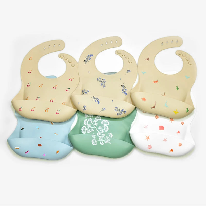 Baby Silicone Bib Waterproof Infant Bibs Fashionable Newborn Feeding Cloth Toddle Bibs Adjustable Saliva Towel For Boys Girls - Thrive & Baby