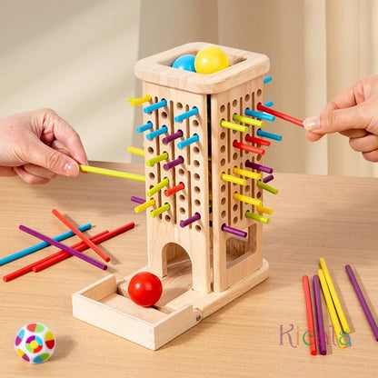 Montessori Game Wooden Stick Tower Toy With Sticks Dice Motor Skills Development Stick Counting Math Educational Toy For Kids - Thrive & Baby