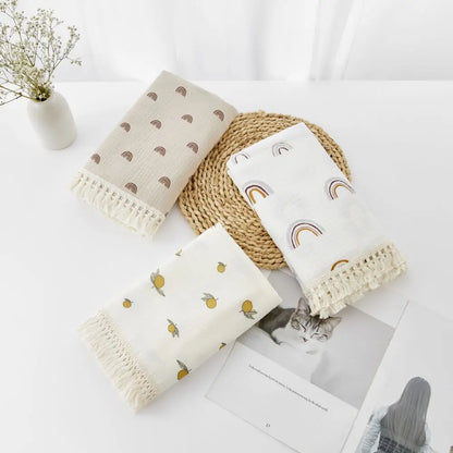 Organic Baby Blankets Muslin Swaddle For Newborn Fringe Double Layer Cotton Summer Blanket Bed Comforter Infant Baby Stuff Bebe - Thrive & Baby