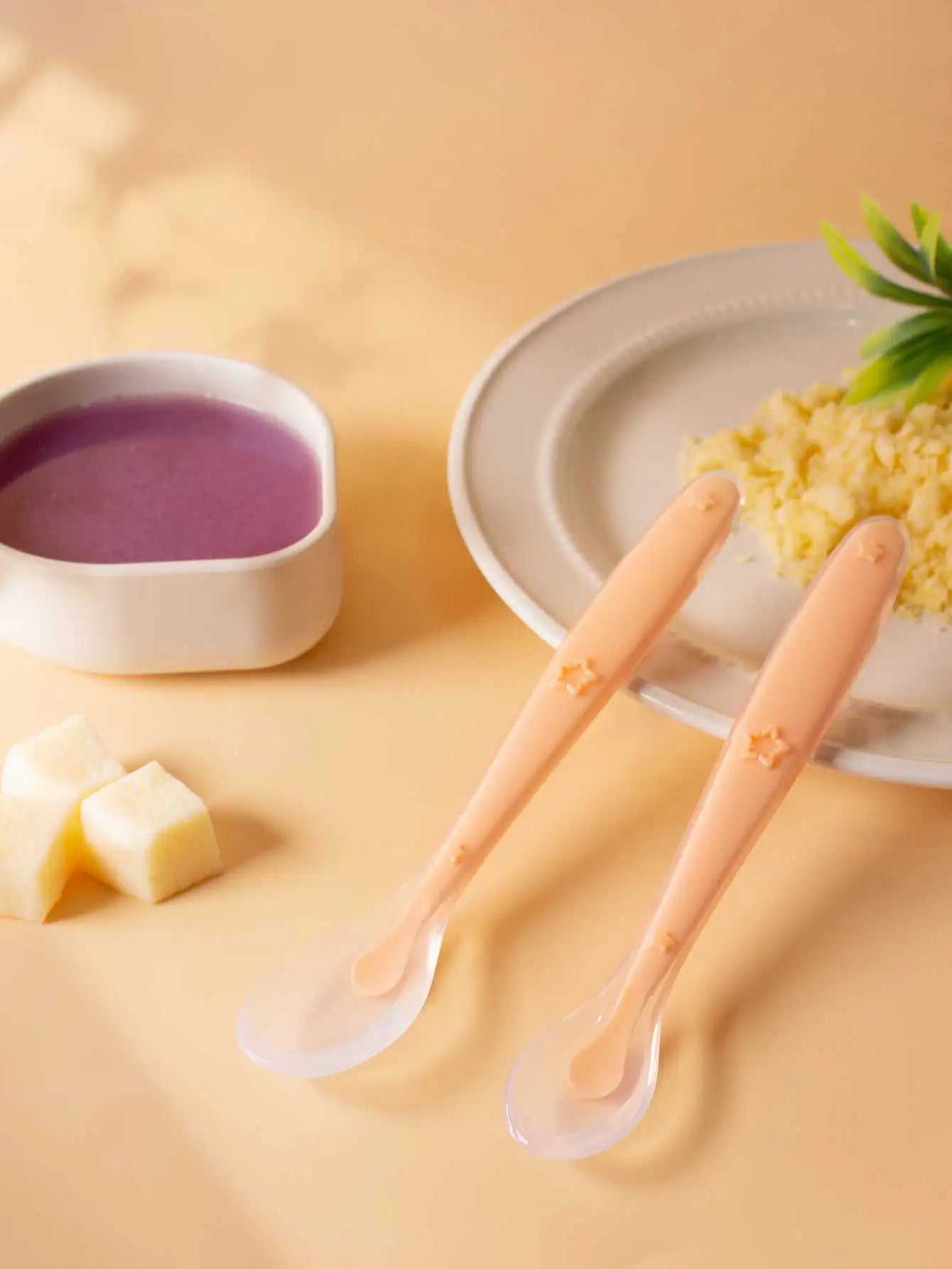 9 Colors Baby Silicone Spoon Learning Spoon Star Pattern Large Small Spoon Set Soft Silicone Feeding Spoon Training Baby Reborn - Thrive & Baby