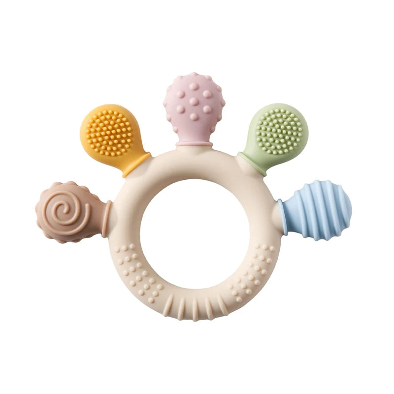 1pc Silicone Teether Baby 0 12 Months Teething Toys Teether Ring Silicone Baby Teether Toys for Toddler BPA Free Baby Toys Gifts - Thrive & Baby