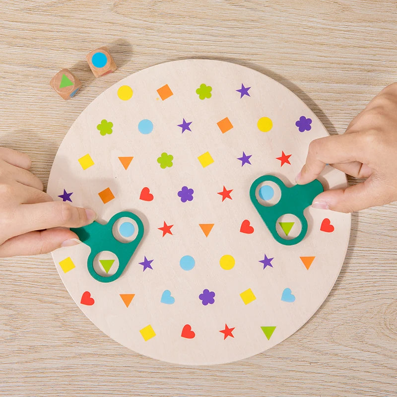 Montessori Matching Game Board Colors And Shapes Learning Puzzle Toy Concentration With Dice Interactive Educational Board Game - Thrive & Baby