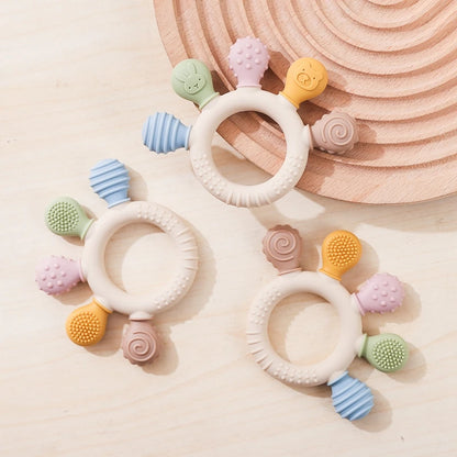 1pc Silicone Teether Baby 0 12 Months Teething Toys Teether Ring Silicone Baby Teether Toys for Toddler BPA Free Baby Toys Gifts - Thrive & Baby