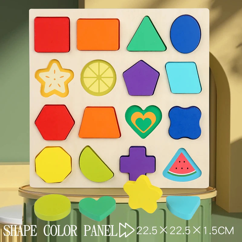 Montessori Wooden Puzzle for Children - Alphabetic Arithmetic Number Geometric Shapes Educational Game Toy for Preschool Learnin - Thrive & Baby