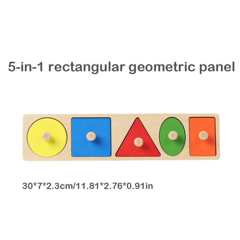 Montessori baby puzzle toys, wooden shape and color matching hand scratching board, geometric early education cognitive toys - Thrive & Baby
