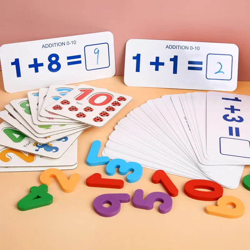 Montessori Math Educational Toy - Wooden Number Puzzle & Counting Sticks Set, Safe & Eco-Friendly Early Learning - Thrive & Baby