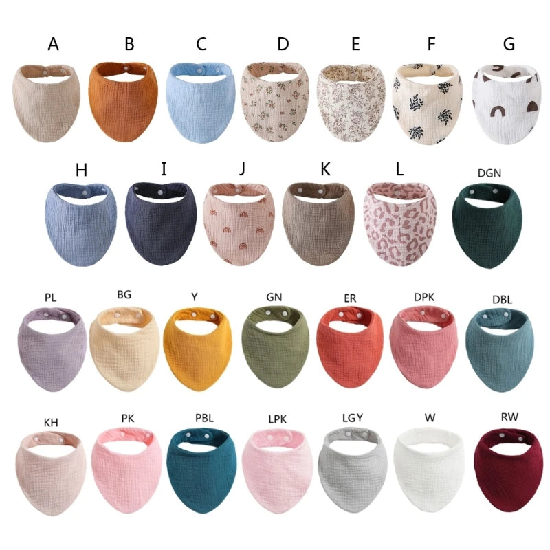 Baby Bibs Organic Cotton Muslin Scarf Burp with for Triangle Gauze Water Absorb Bandana for Boys Girls - Thrive & Baby