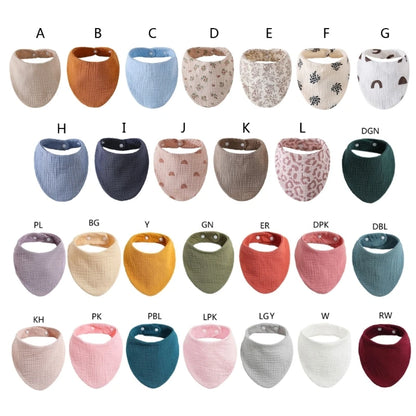 Baby Bibs Organic Cotton Muslin Scarf Burp with for Triangle Gauze Water Absorb Bandana for Boys Girls - Thrive & Baby