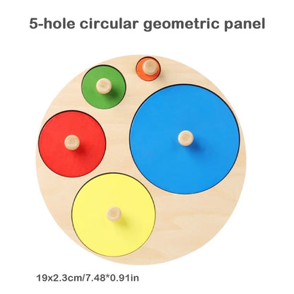 Montessori baby puzzle toys, wooden shape and color matching hand scratching board, geometric early education cognitive toys - Thrive & Baby
