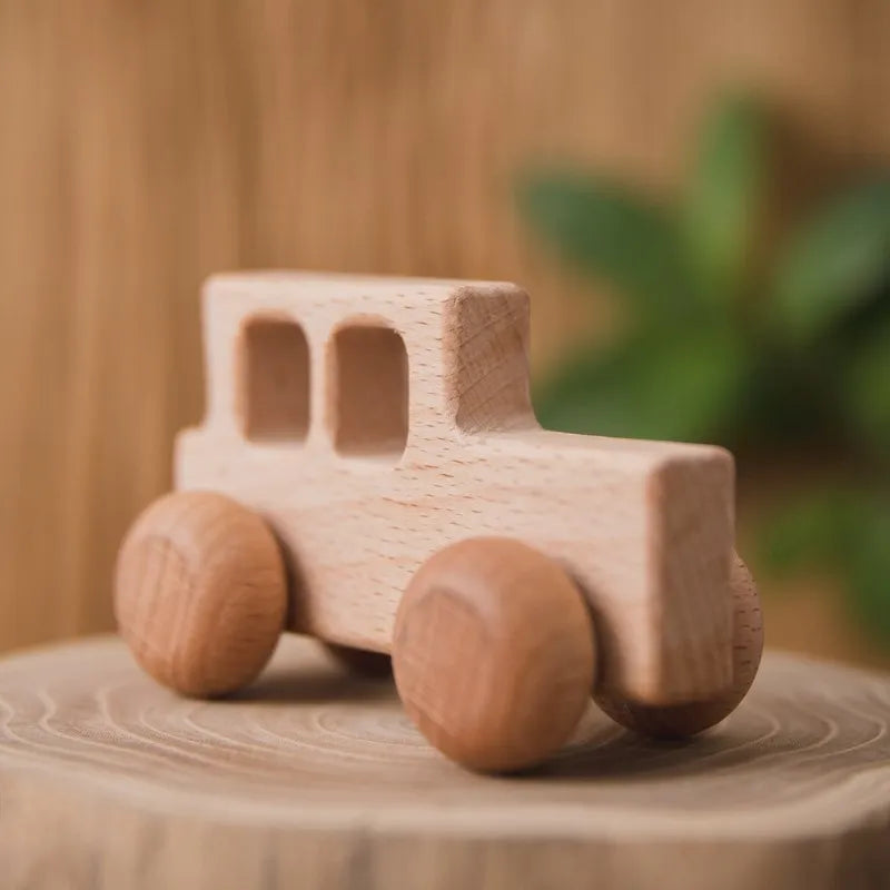 Baby Wooden Car Wooden Child Block For Babies BPA Free Organic Beech Animal Shape Baby Toy  Car Montessori Toys  Handmade Crafts - Thrive & Baby