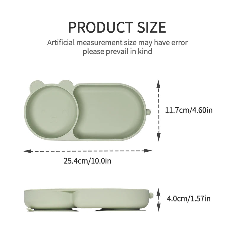 Baby Silicone Suction Cup Bowl Cute Bear Design Macaron Color 100% Food Grade Silicone BPA Free Double plate design for meals - Thrive & Baby