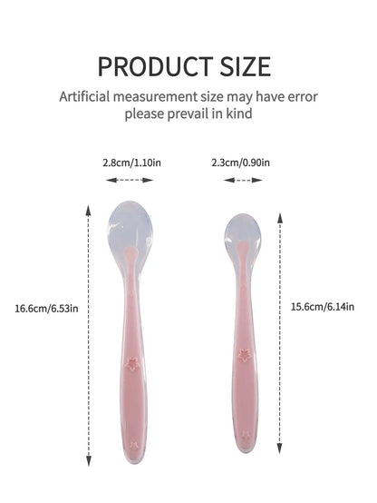 9 Colors Baby Silicone Spoon Learning Spoon Star Pattern Large Small Spoon Set Soft Silicone Feeding Spoon Training Baby Reborn - Thrive & Baby