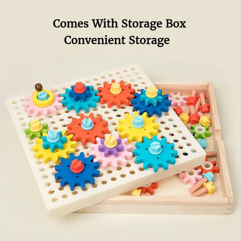 Montessori Early Education Cognitive Gear Game Rotation Exploration Mechanical Principles Training Hands-on Ability Puzzle Game - Thrive & Baby