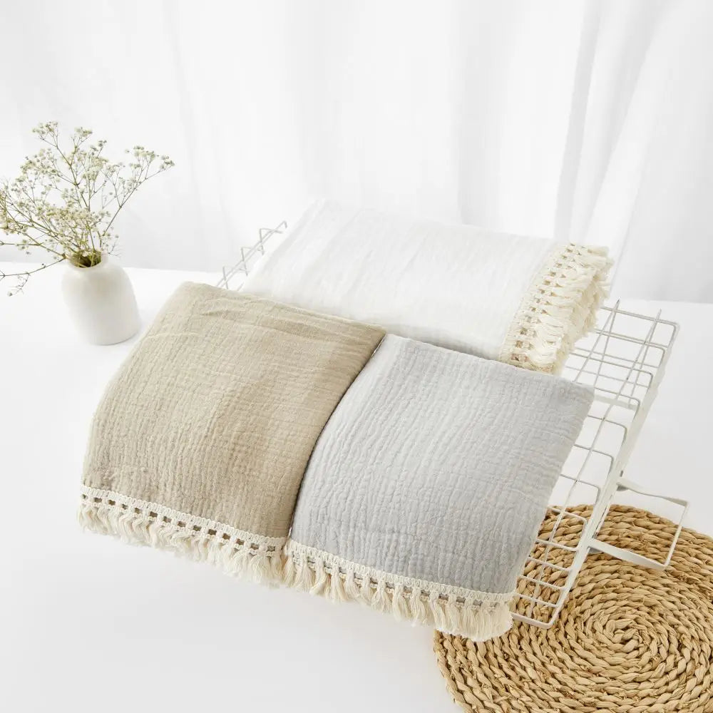 Organic Baby Blankets Muslin Swaddle For Newborn Fringe Double Layer Cotton Summer Blanket Bed Comforter Infant Baby Stuff Bebe - Thrive & Baby