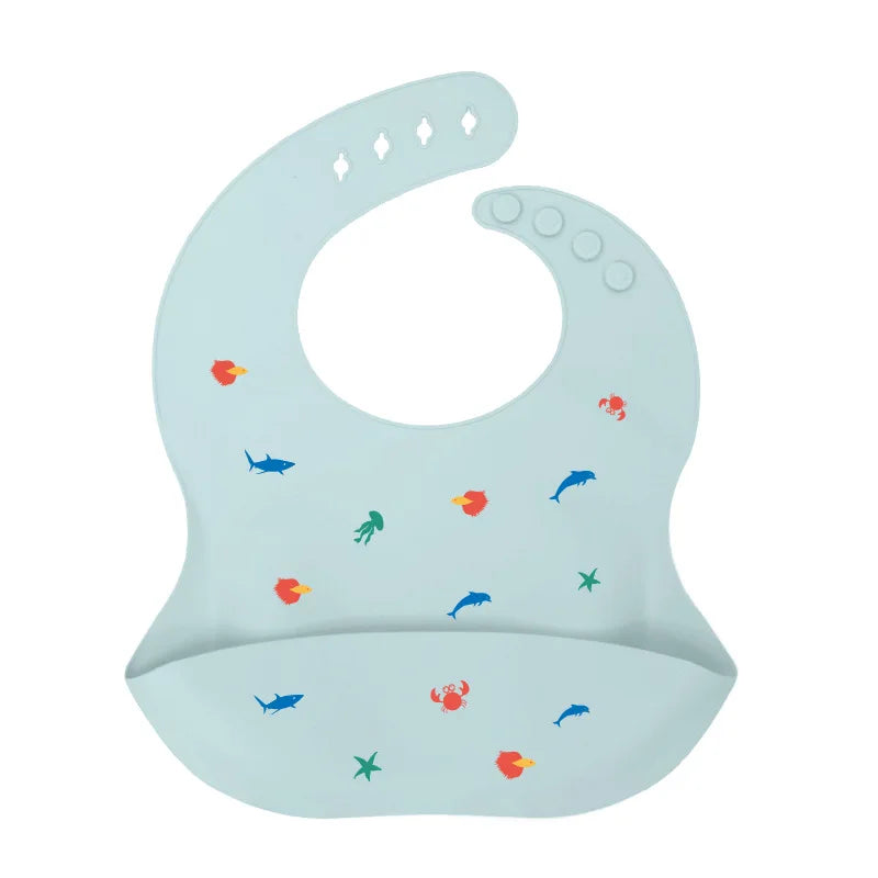 Baby Silicone Bib Waterproof Infant Bibs Fashionable Newborn Feeding Cloth Toddle Bibs Adjustable Saliva Towel For Boys Girls - Thrive & Baby
