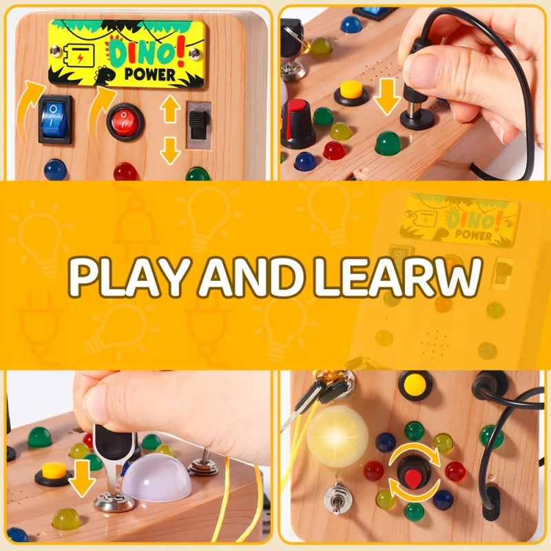 Montessori Busy Board Sensory Toy with LED Light Simulation Switch Control Board Jigsaw Early Education Learning Children's Game - Thrive & Baby