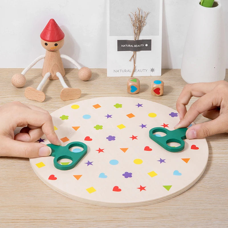 Montessori Matching Game Board Colors And Shapes Learning Puzzle Toy Concentration With Dice Interactive Educational Board Game - Thrive & Baby