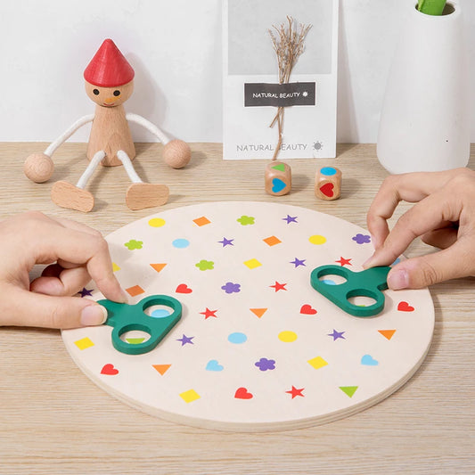 Montessori Matching Game Board Colors And Shapes Learning Puzzle Toy Concentration With Dice Interactive Educational Board Game - Thrive & Baby
