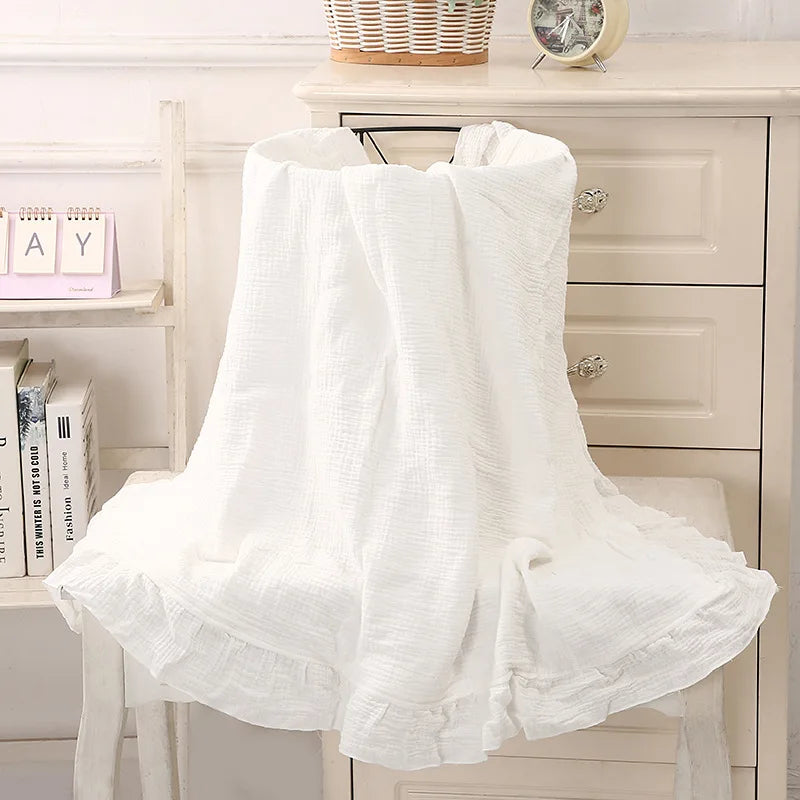 Organic Cotton Baby Blankets Newborn Muslin Swaddle Baby Wrap Gauze Ruffle Blanket Bedding Items Babies Accessories - Thrive & Baby