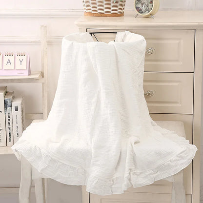Organic Cotton Baby Blankets Newborn Muslin Swaddle Baby Wrap Gauze Ruffle Blanket Bedding Items Babies Accessories - Thrive & Baby