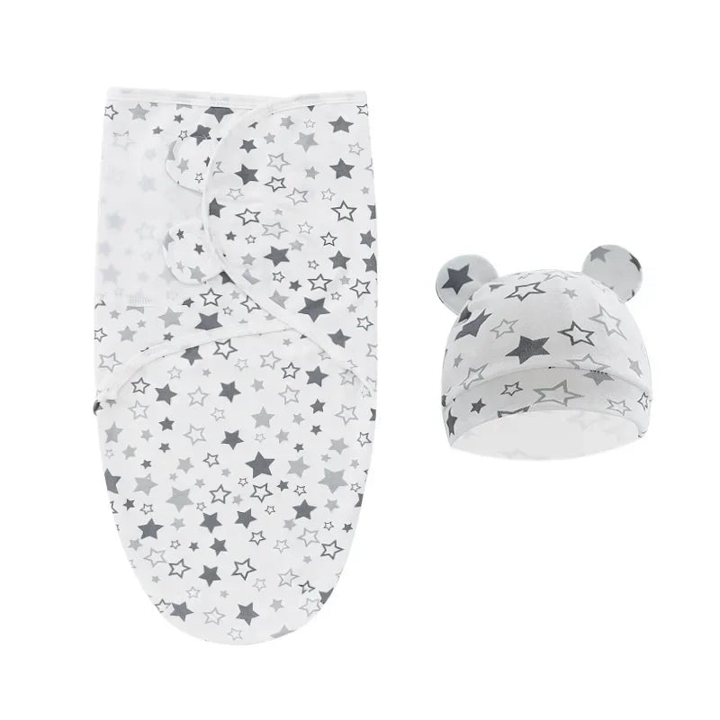 100% Organic Cotton Baby Swaddle Blanket Wrap Hat Set for Infant  Adjustable Newborn Swaddle Baby Swaddle for 0-3 Month - Thrive & Baby