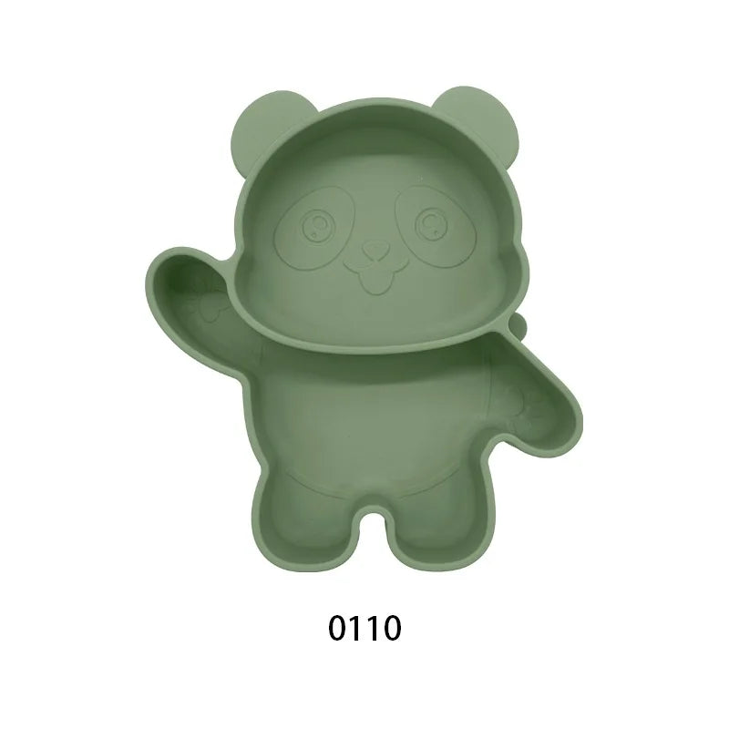 Baby Silicone Suction Cup Bowl Cute Bear Design Macaron Color 100% Food Grade Silicone BPA Free Double plate design for meals - Thrive & Baby