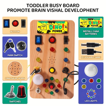 Montessori Busy Board Sensory Toy with LED Light Simulation Switch Control Board Jigsaw Early Education Learning Children's Game - Thrive & Baby