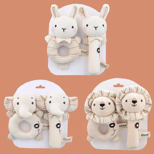 Organic Cotton Hand Rattle Baby Soothing Toy Infant Baby Rattle Toy for Babies - Thrive & Baby