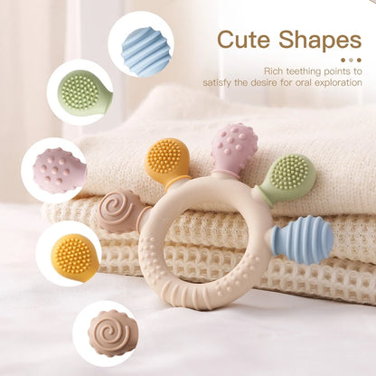1pc Silicone Teether Baby 0 12 Months Teething Toys Teether Ring Silicone Baby Teether Toys for Toddler BPA Free Baby Toys Gifts - Thrive & Baby