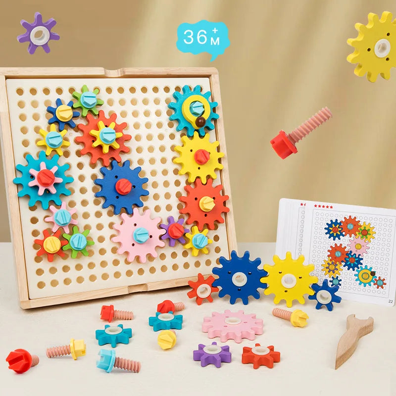 Montessori Early Education Cognitive Gear Game Rotation Exploration Mechanical Principles Training Hands-on Ability Puzzle Game - Thrive & Baby