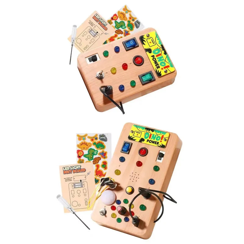 Montessori Busy Board Sensory Toy with LED Light Simulation Switch Control Board Jigsaw Early Education Learning Children's Game - Thrive & Baby