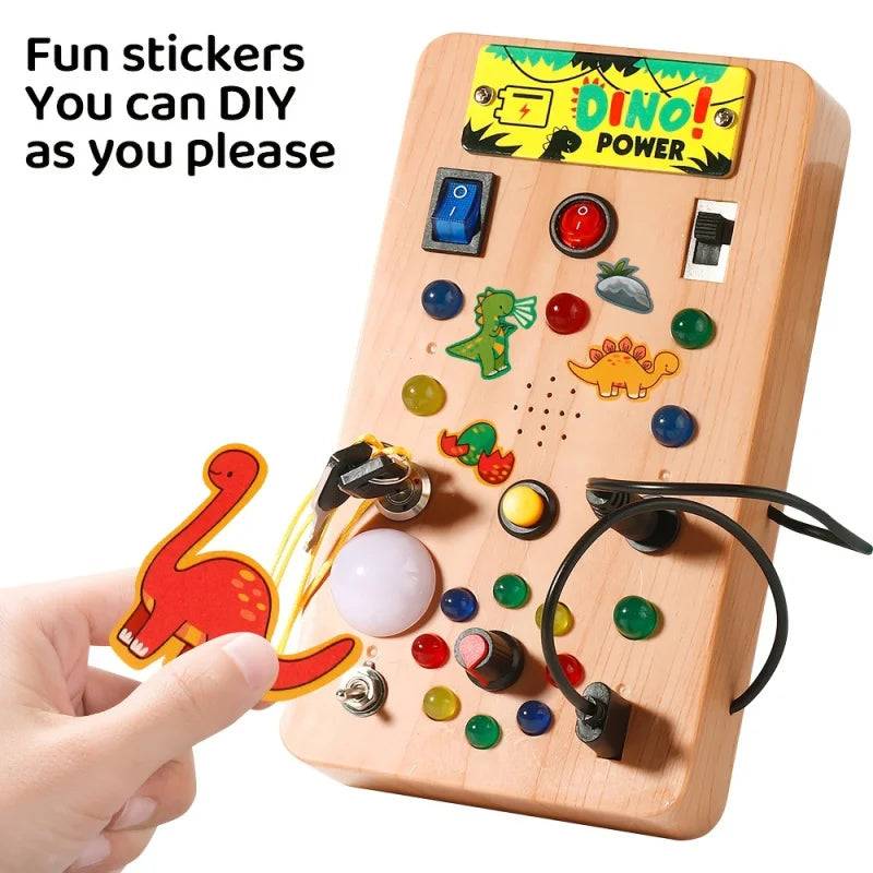 Montessori Busy Board Sensory Toy with LED Light Simulation Switch Control Board Jigsaw Early Education Learning Children's Game - Thrive & Baby