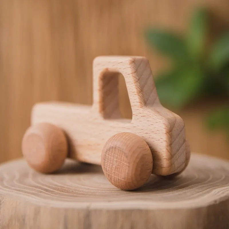 Baby Wooden Car Wooden Child Block For Babies BPA Free Organic Beech Animal Shape Baby Toy  Car Montessori Toys  Handmade Crafts - Thrive & Baby