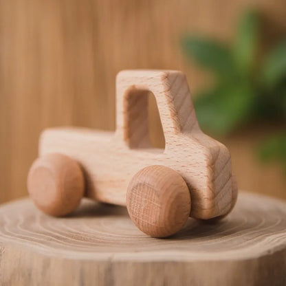 Baby Wooden Car Wooden Child Block For Babies BPA Free Organic Beech Animal Shape Baby Toy  Car Montessori Toys  Handmade Crafts - Thrive & Baby