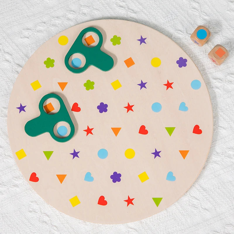 Montessori Matching Game Board Colors And Shapes Learning Puzzle Toy Concentration With Dice Interactive Educational Board Game - Thrive & Baby